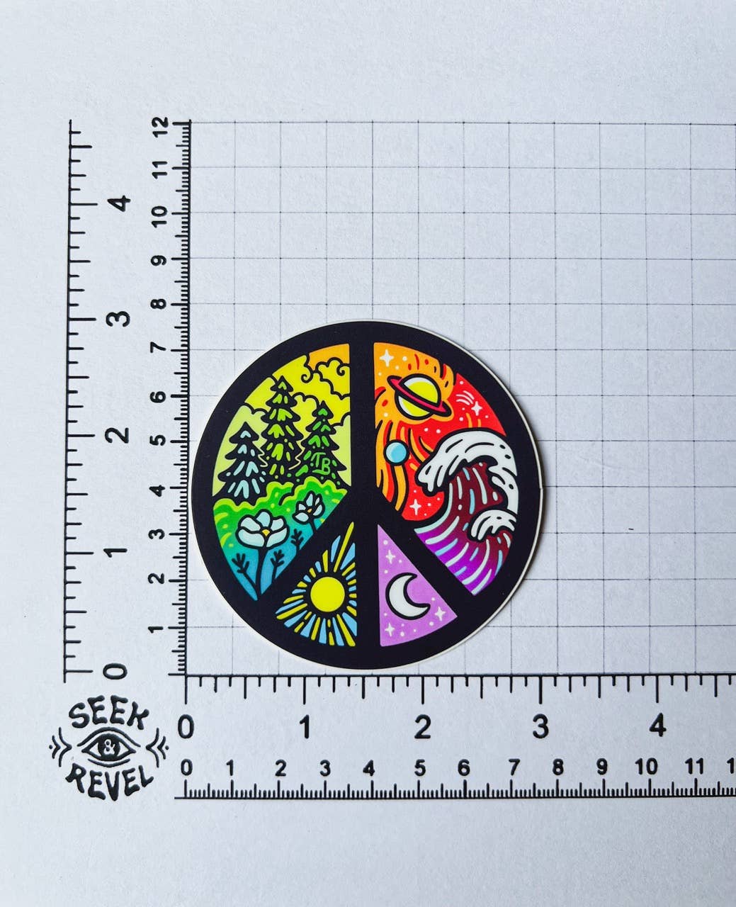 Peace on Earth and Beyond - Large Waterproof Sticker