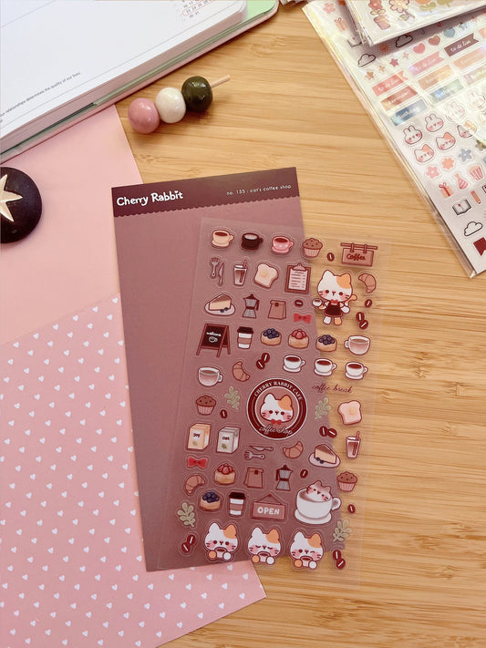 Cat's Coffee Shop Sticker Sheet