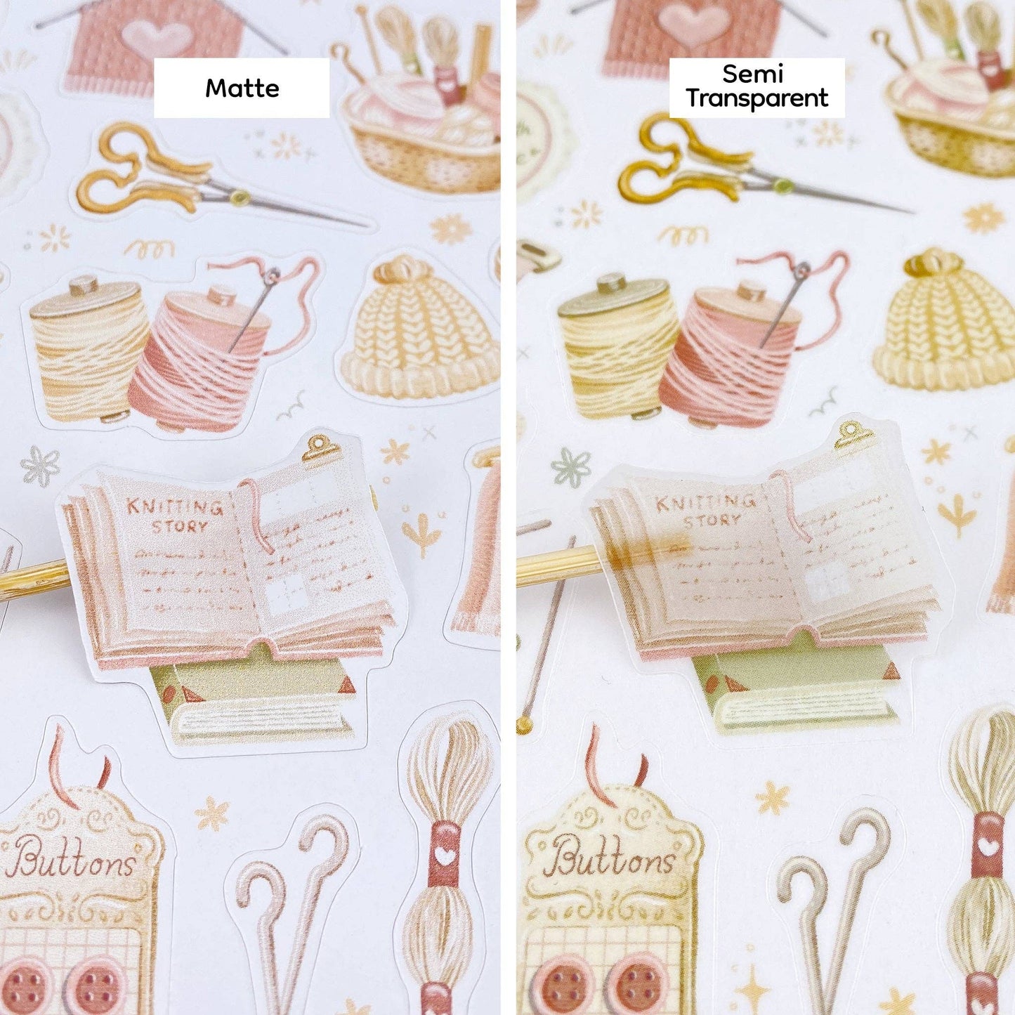 Knitting & Crochet - Semi-Transparent Sticker Sheet