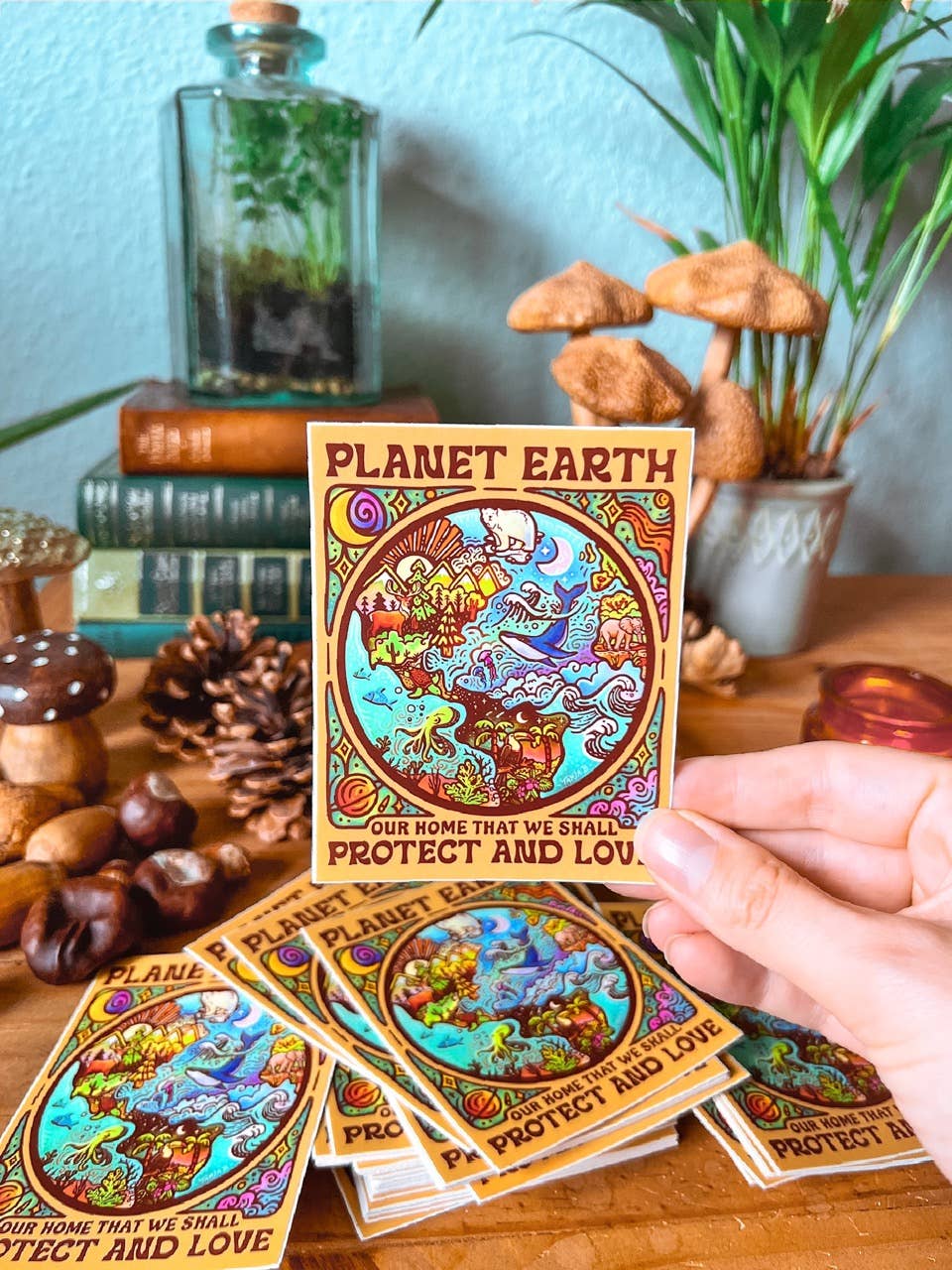 Planet Earth, Protect and Love - Large Waterproof Sticker