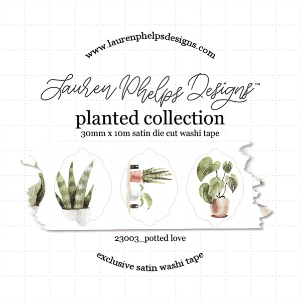 Planted 'Potted Love' Premium Satin Die Cut Washi 30mm
