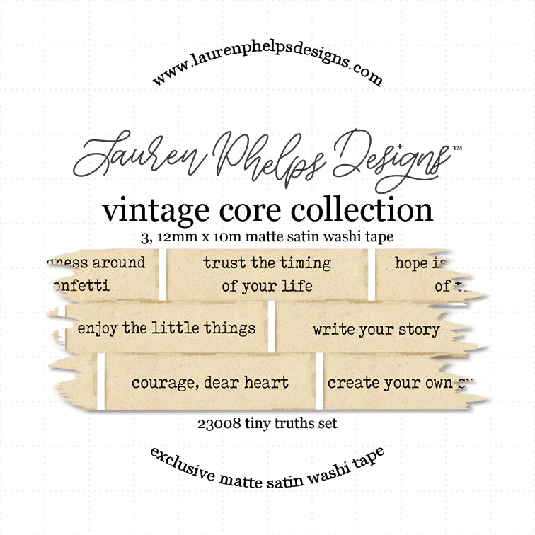 Vintage Core 'Tiny Truths' Set of 3 Satin Washi 12mm