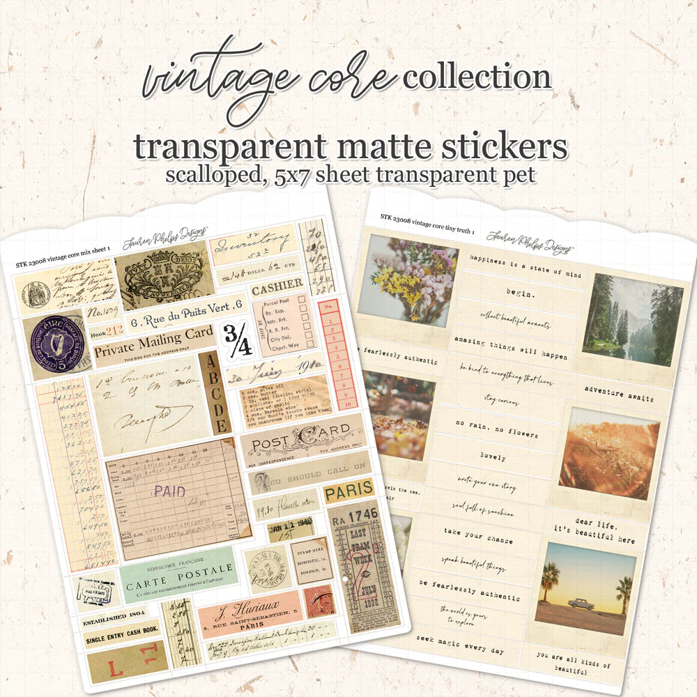 Vintage Core Satin Washi Journaling Sticker Sheet Set