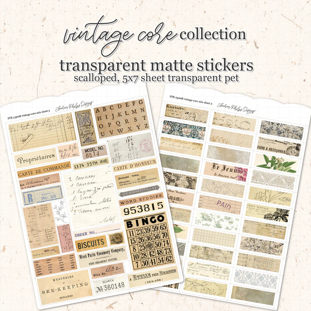 Vintage Core Satin Washi Journaling Sticker Sheet Set