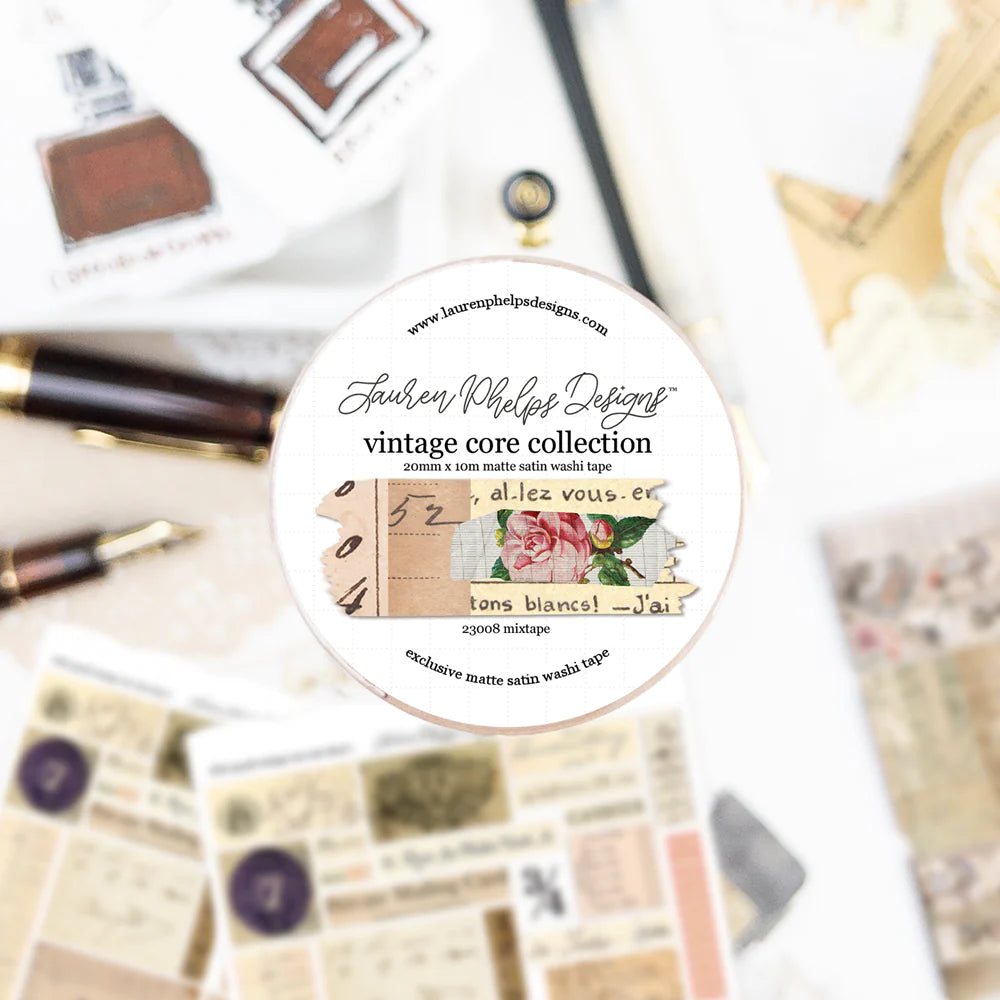 Vintage Core 'Mix Tape' Satin Washi 20mm