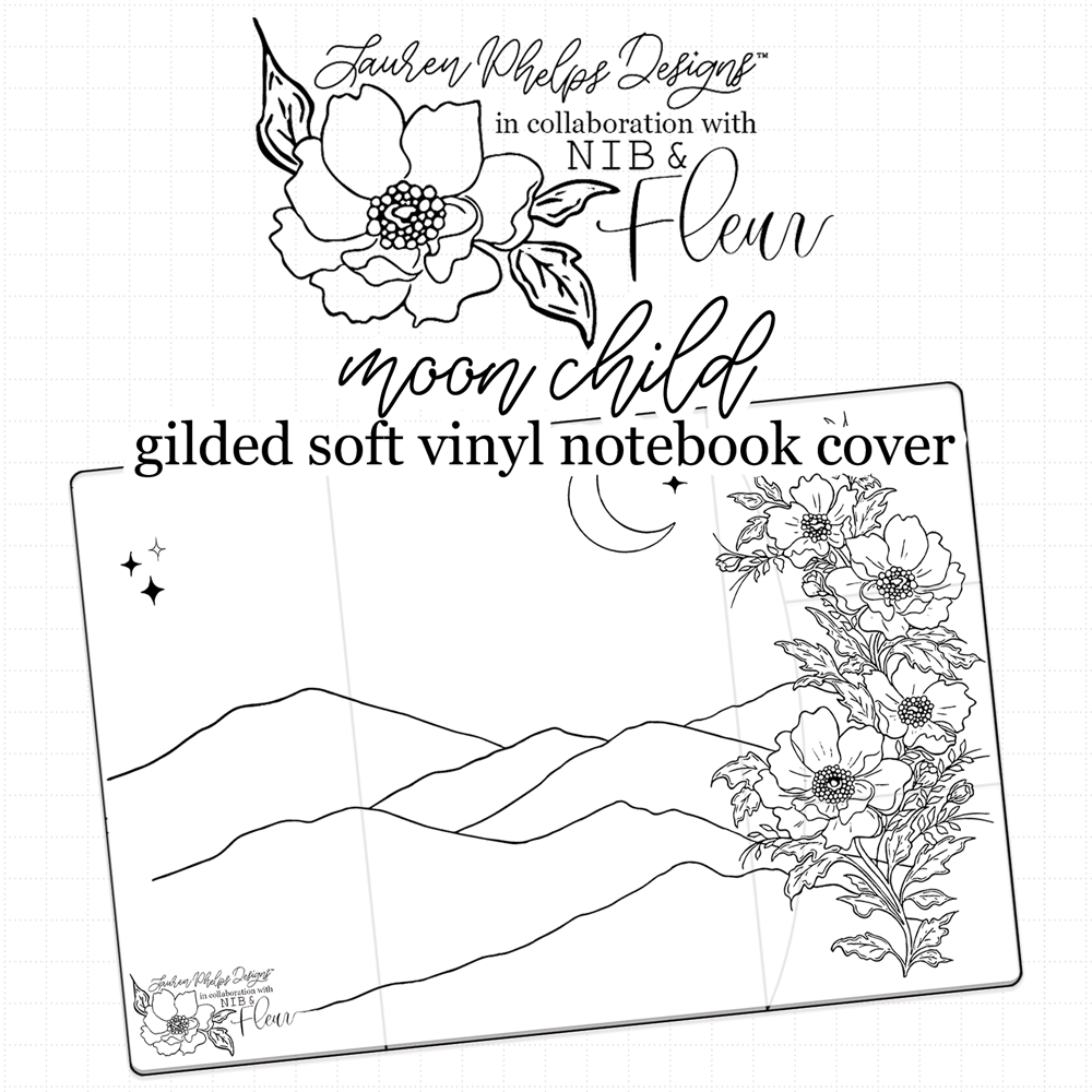 Moon Child Gilded Soft Vinyl Notebook Cover with Nib & Fleur