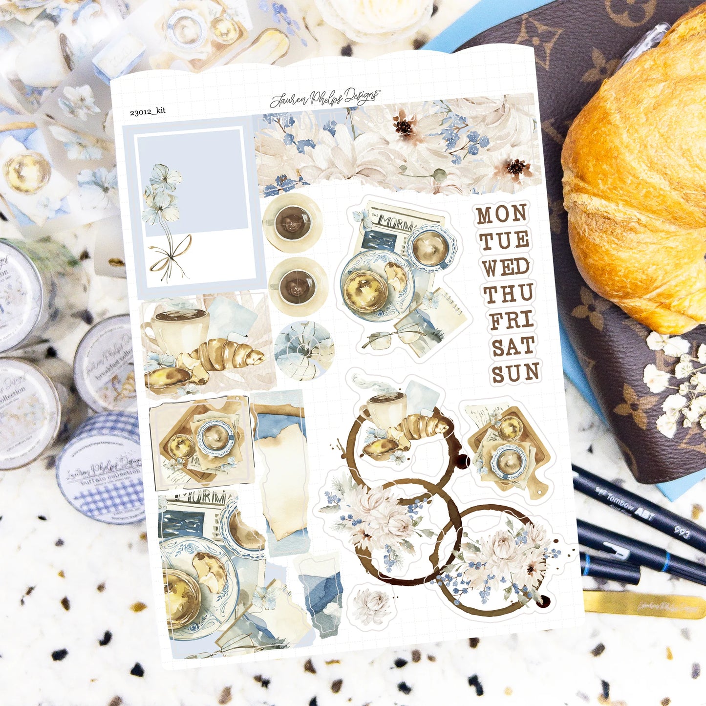 Breakfast Journaling Satin P.E.T. Sticker Sheet Set