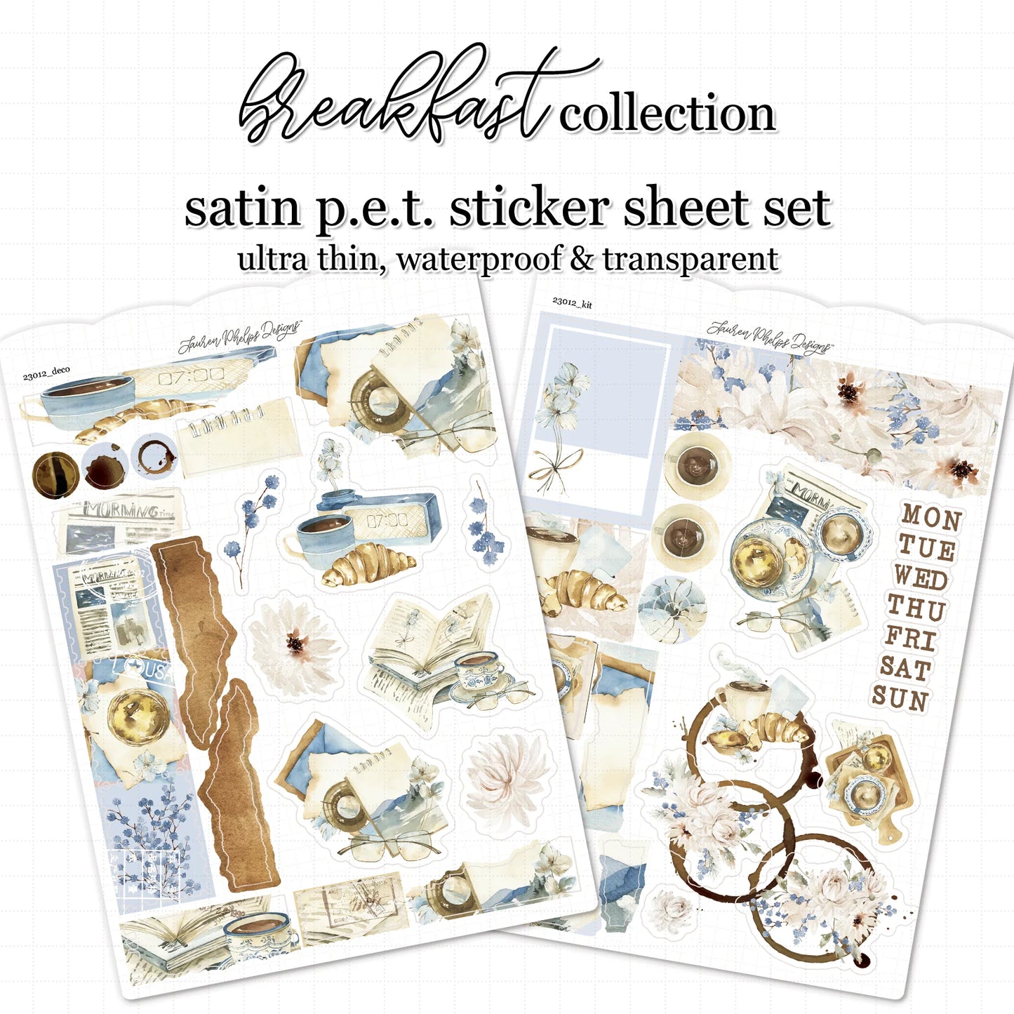 Breakfast Journaling Satin P.E.T. Sticker Sheet Set