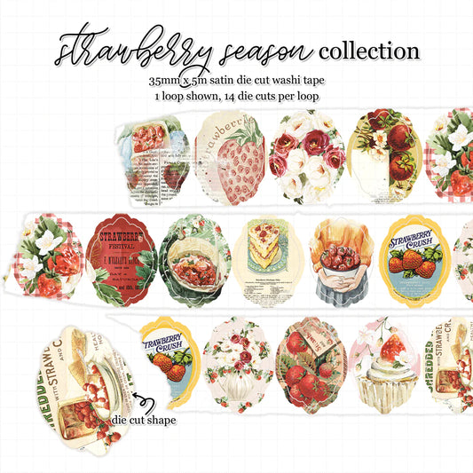 Strawberry Season 'Festival' Premium Satin Die Cut Washi 35mm