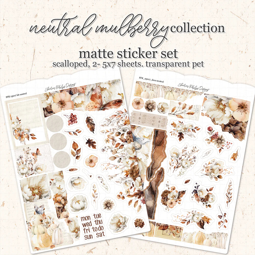 Neutral Mulberry Satin P.E.T. Journaling Sticker Sheet Set