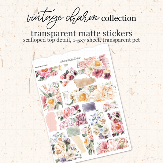 Blooms Satin P.E.T. Sticker Sheet - Vintage Charm Advent 2023 Extras
