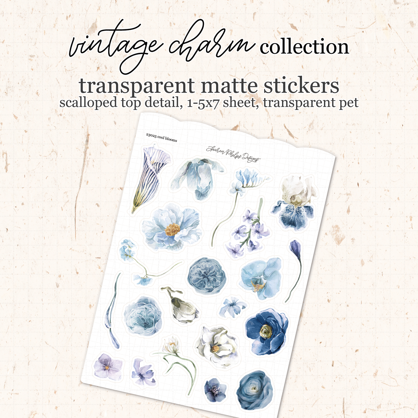 Blooms Satin P.E.T. Sticker Sheet - Vintage Charm Advent 2023 Extras