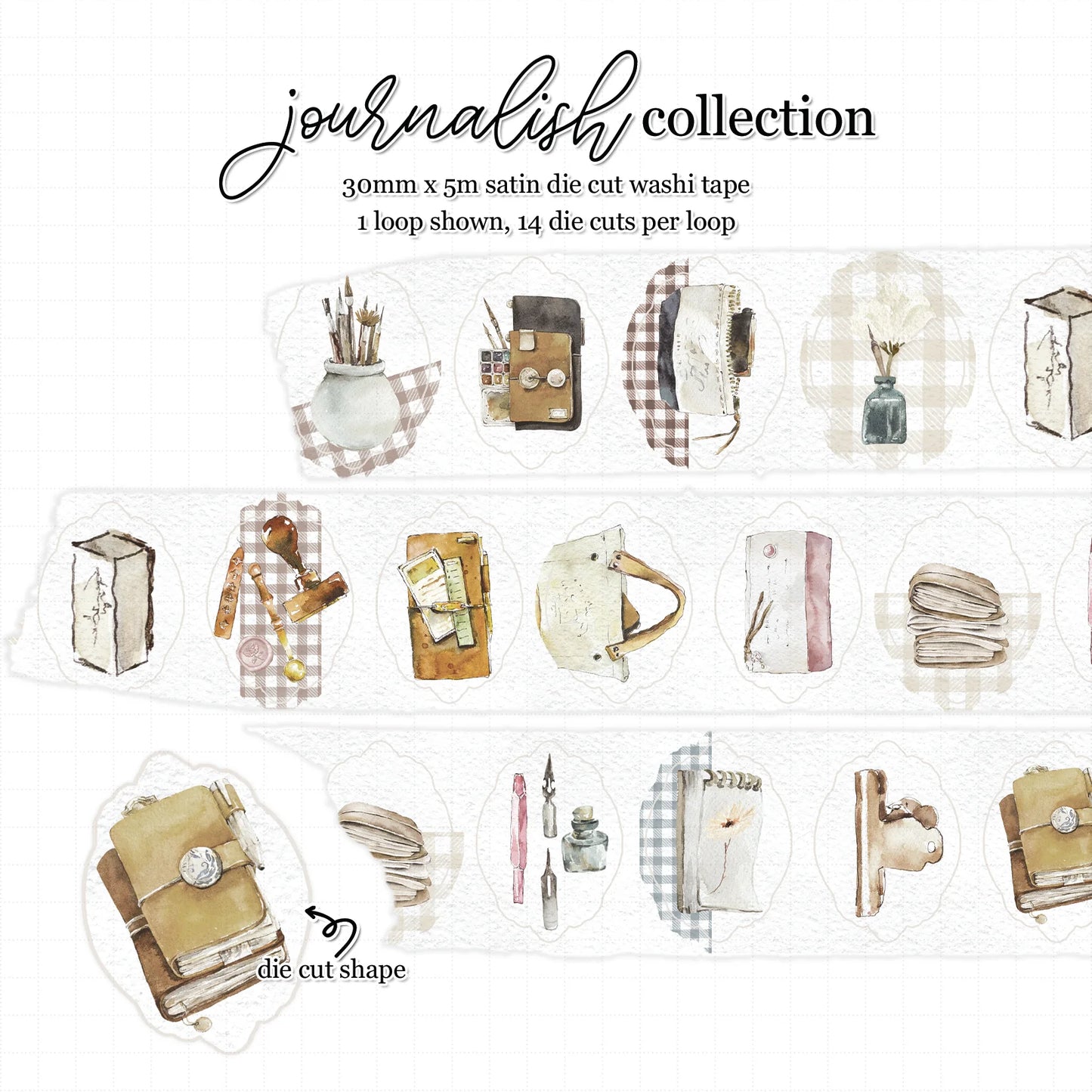 Journalish Premium Satin Die Cut Washi 30mm