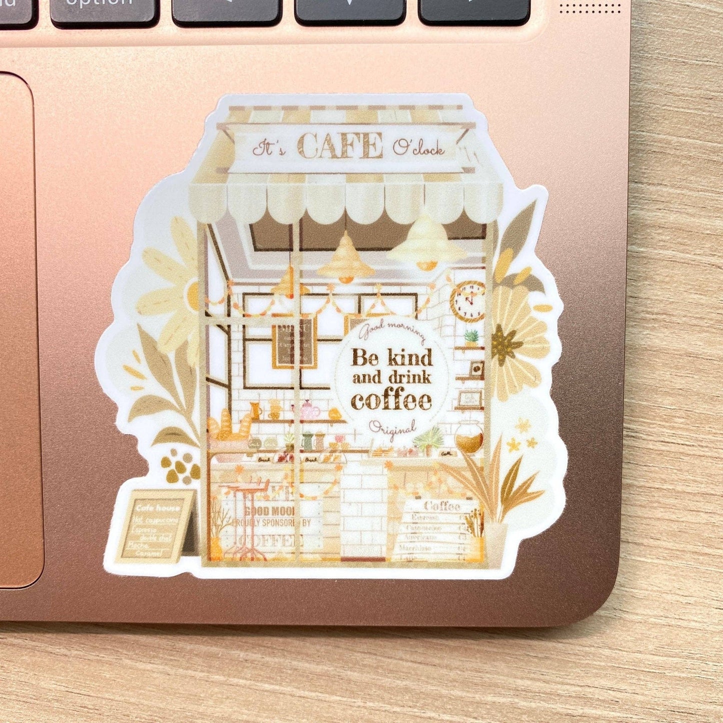 Cafe O'Clock - Clear Vinyl Sticker