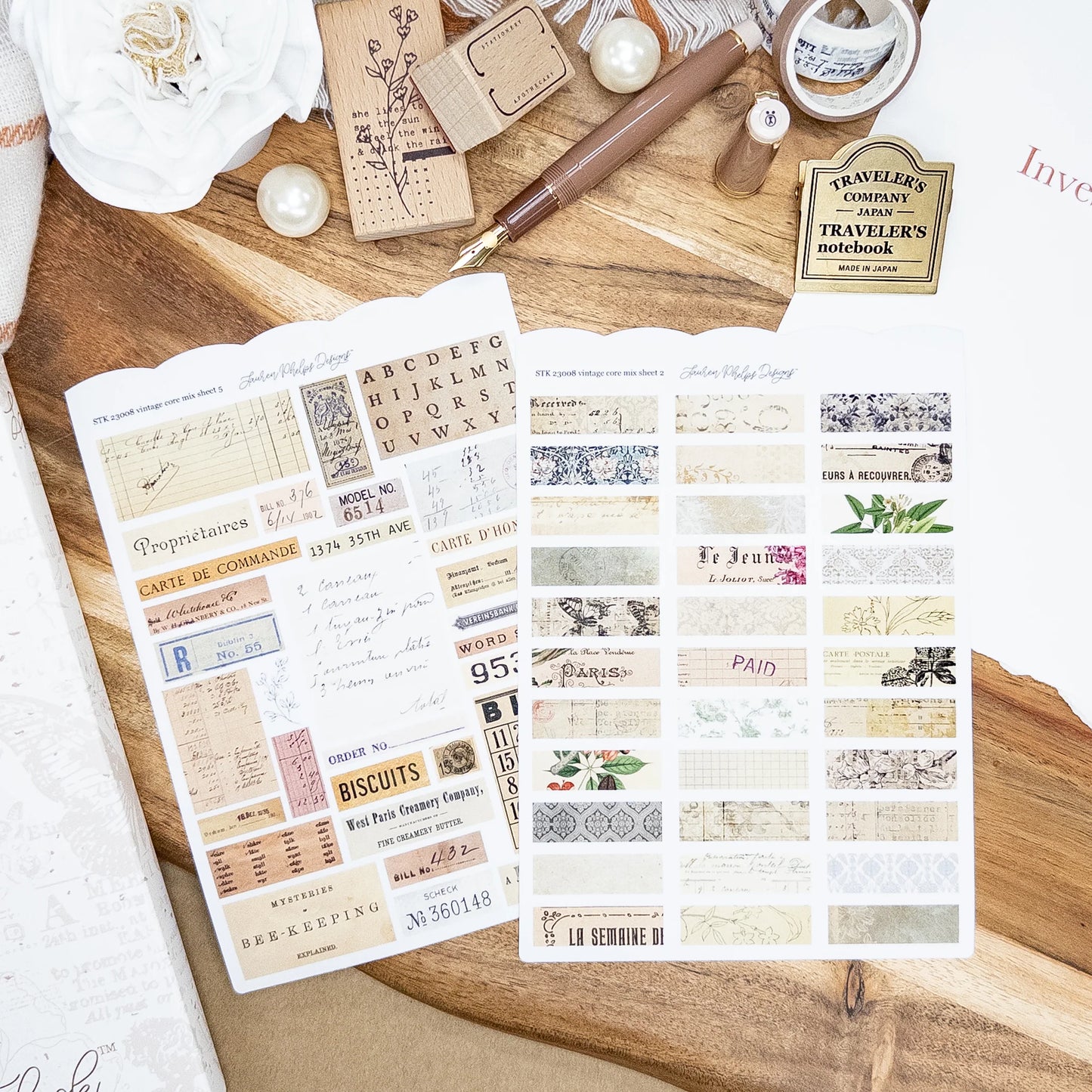 Vintage Core Satin Washi Journaling Sticker Sheet Set