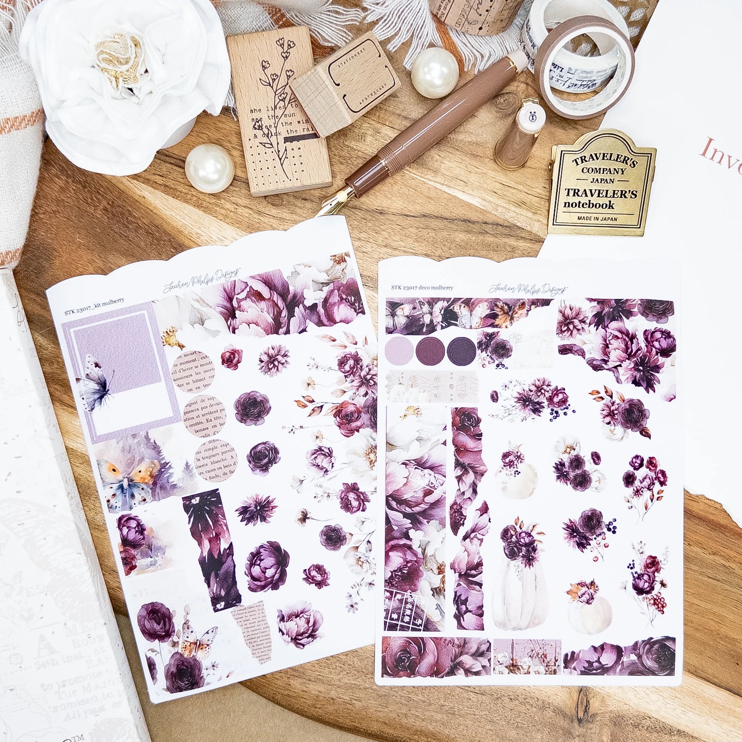 Mulberry Satin P.E.T. Journaling Sticker Sheet Set