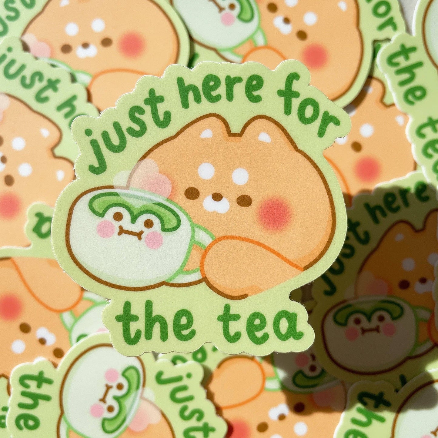 Just Here for the Tea Shiba Dog Vinyl Sticker