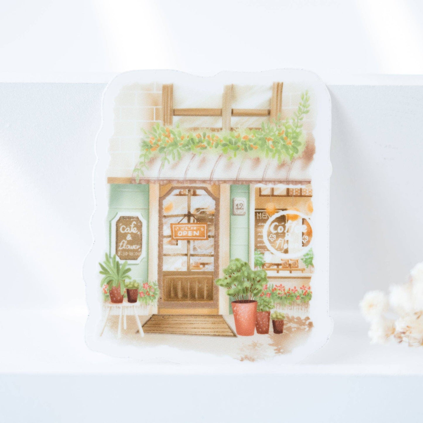 Flower Cafe - Clear Vinyl Sticker