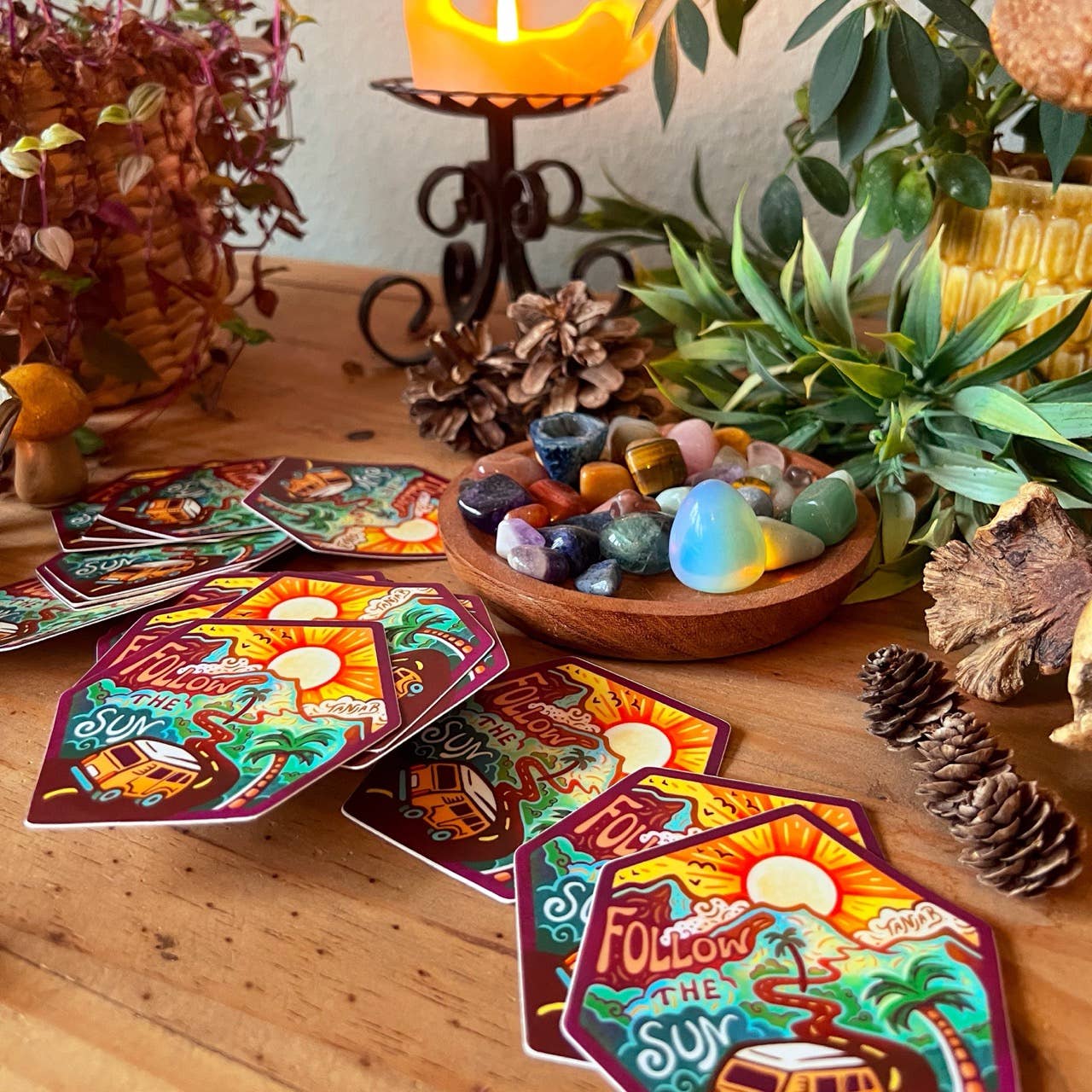 Follow the Sun - Large Waterproof Sticker