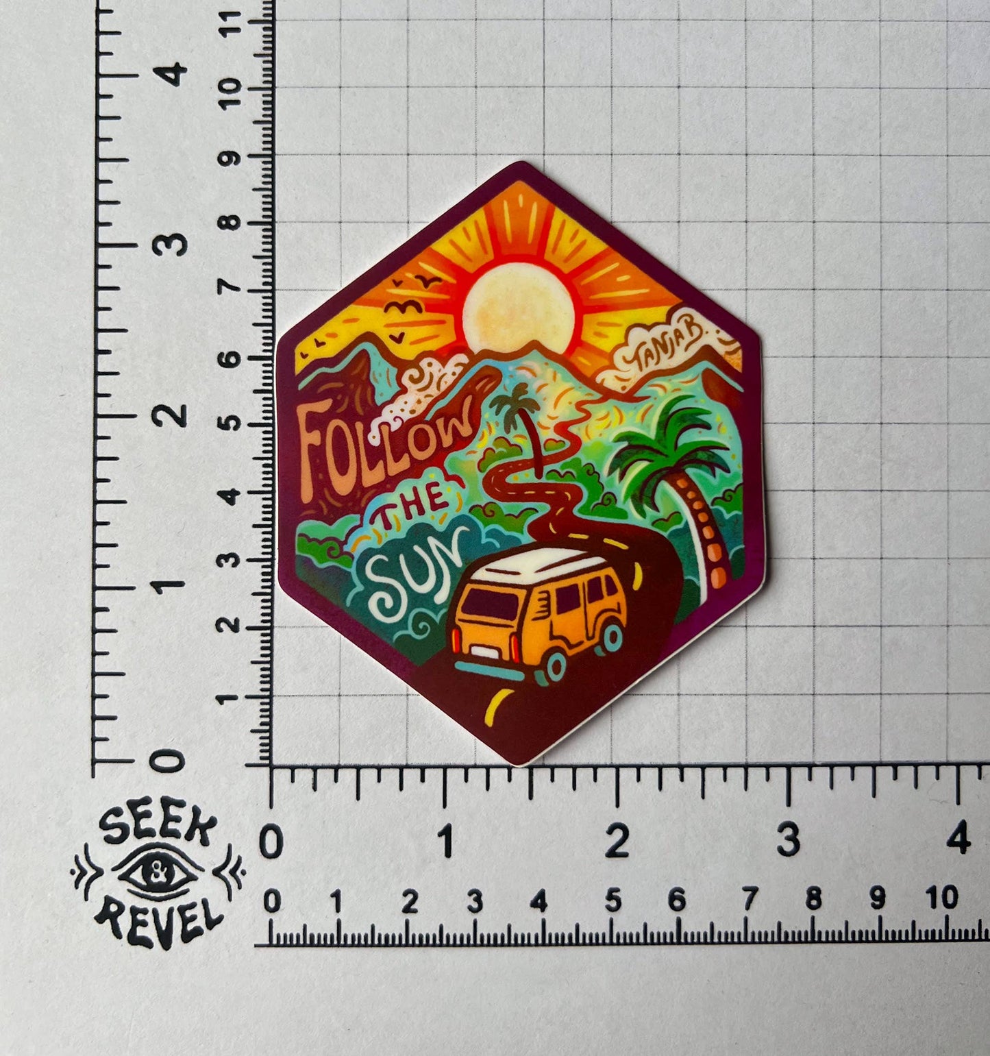 Follow the Sun - Large Waterproof Sticker