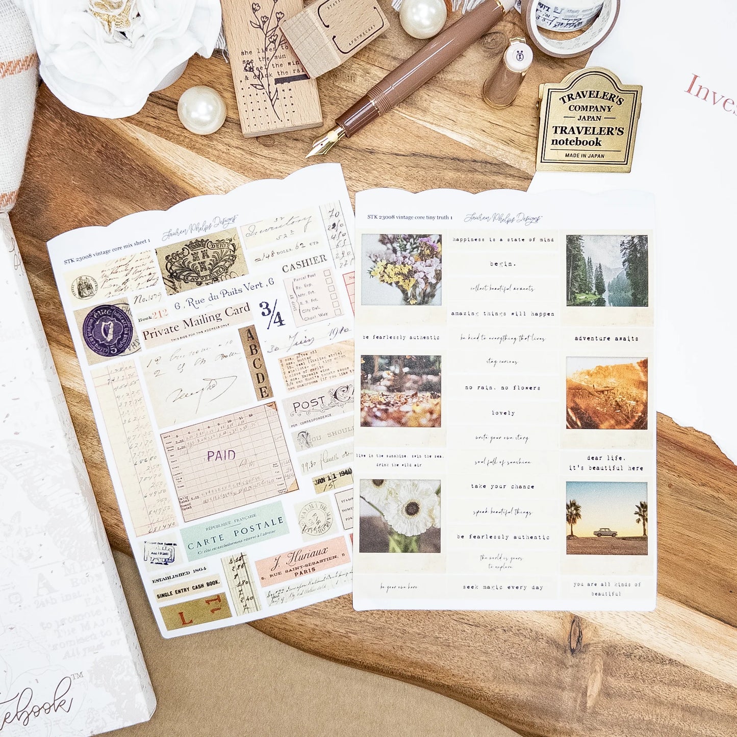 Vintage Core Satin Washi Journaling Sticker Sheet Set