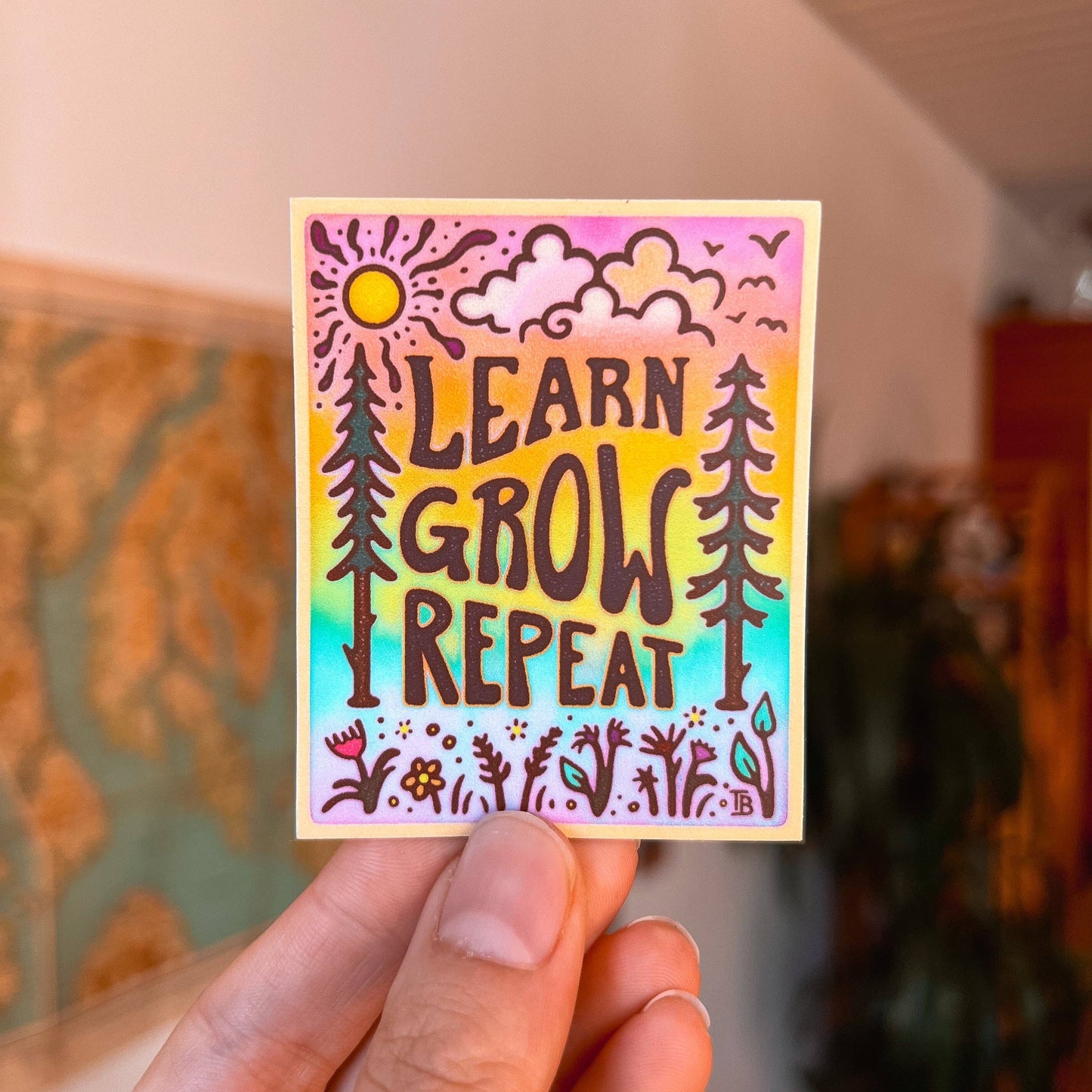 Learn Grow Repeat - Large Waterproof Sticker