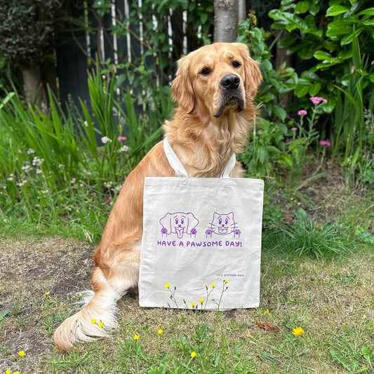 Have a Pawsome Day! Premium Canvas Tote Bag (10oz thick, 100% recycled cotton)