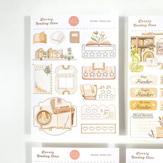 Lovely Reading Time - Sticker Sheet Set of 5 + Postcard