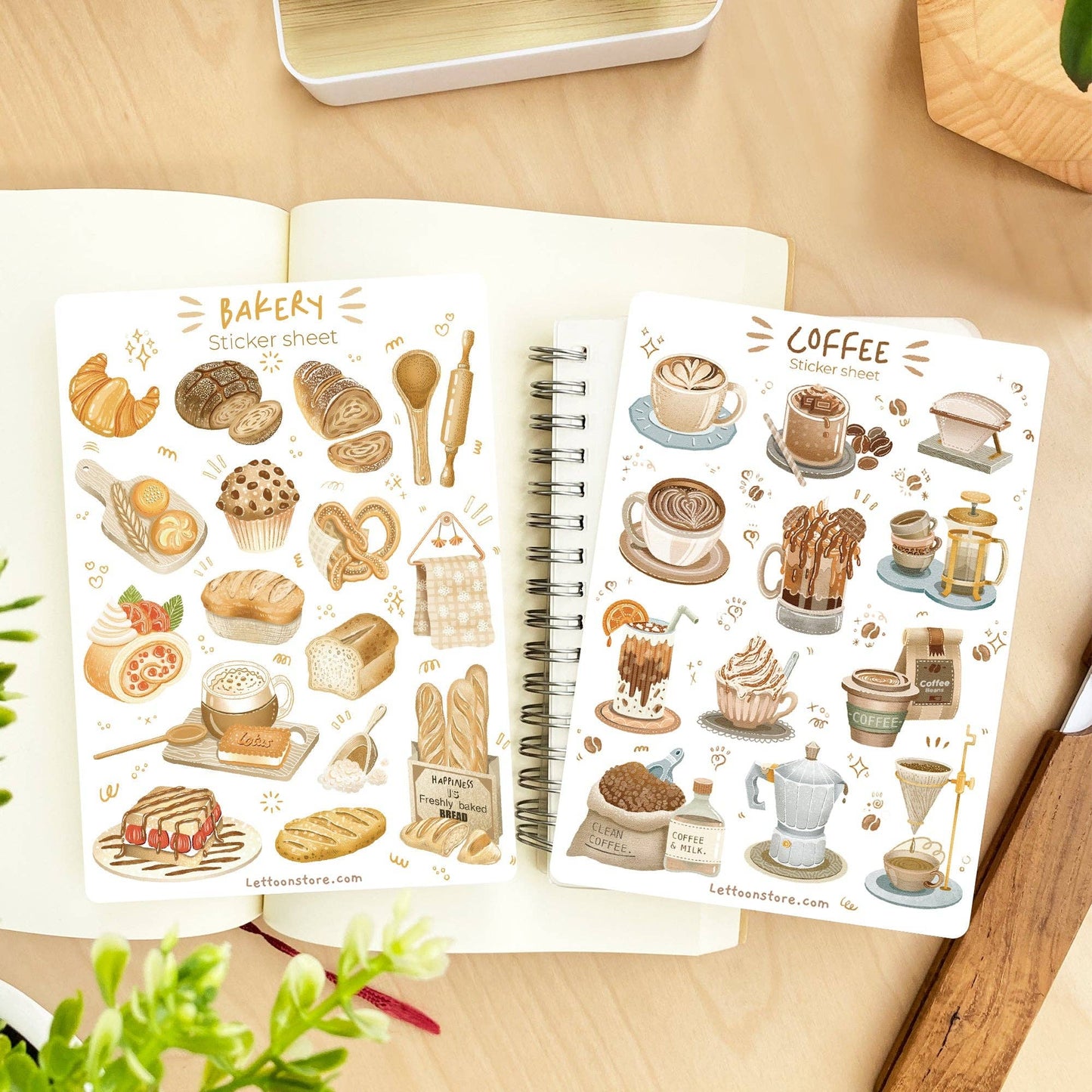 Coffee + Bakery - Semi-Transparent Sticker Sheets