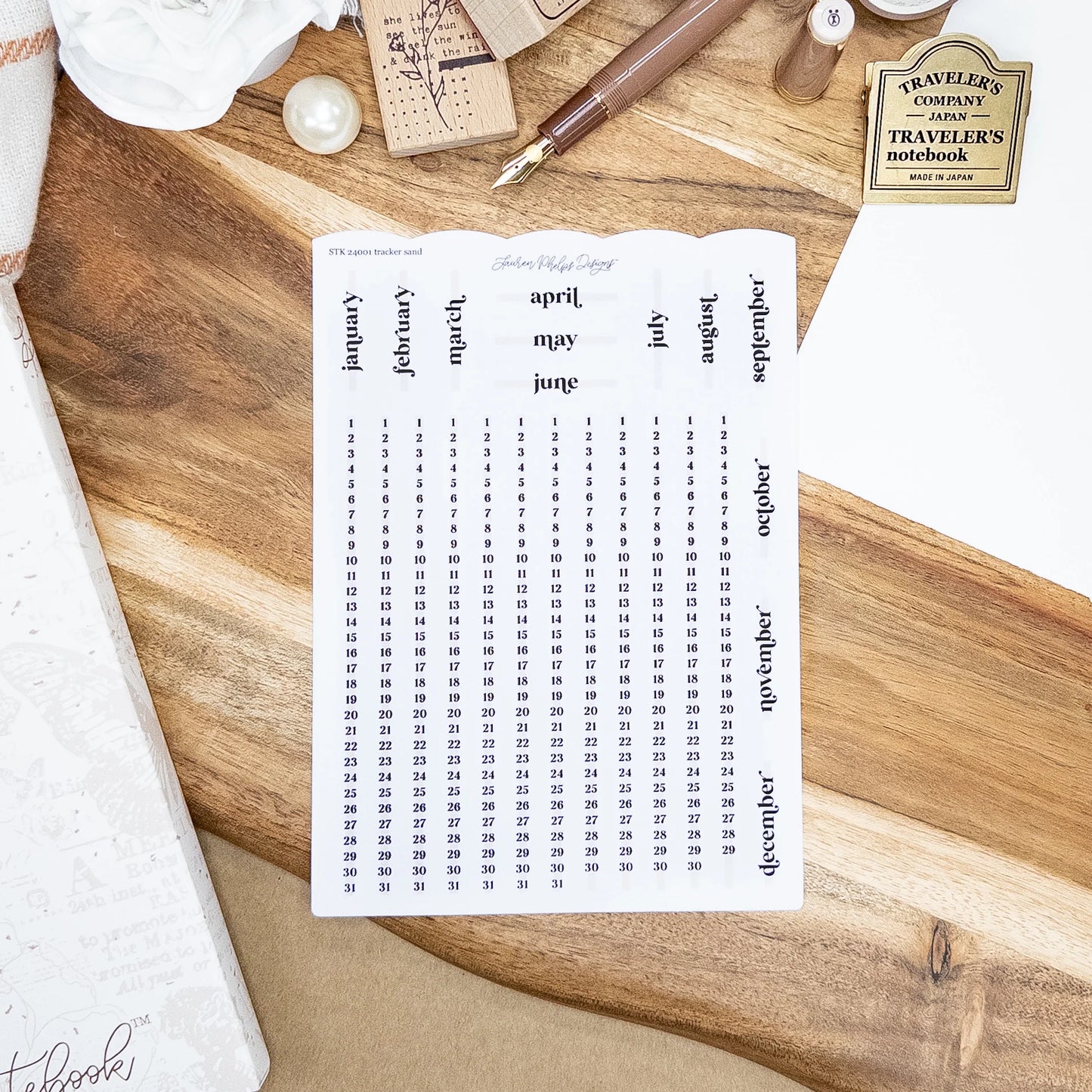 2024 Annual Tracker Satin P.E.T. Sticker Sheet | Sand
