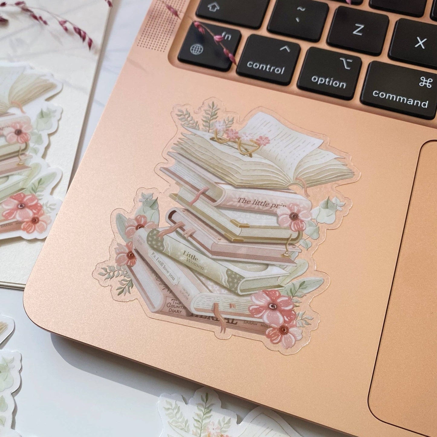 Stacked Books - Clear Vinyl Sticker