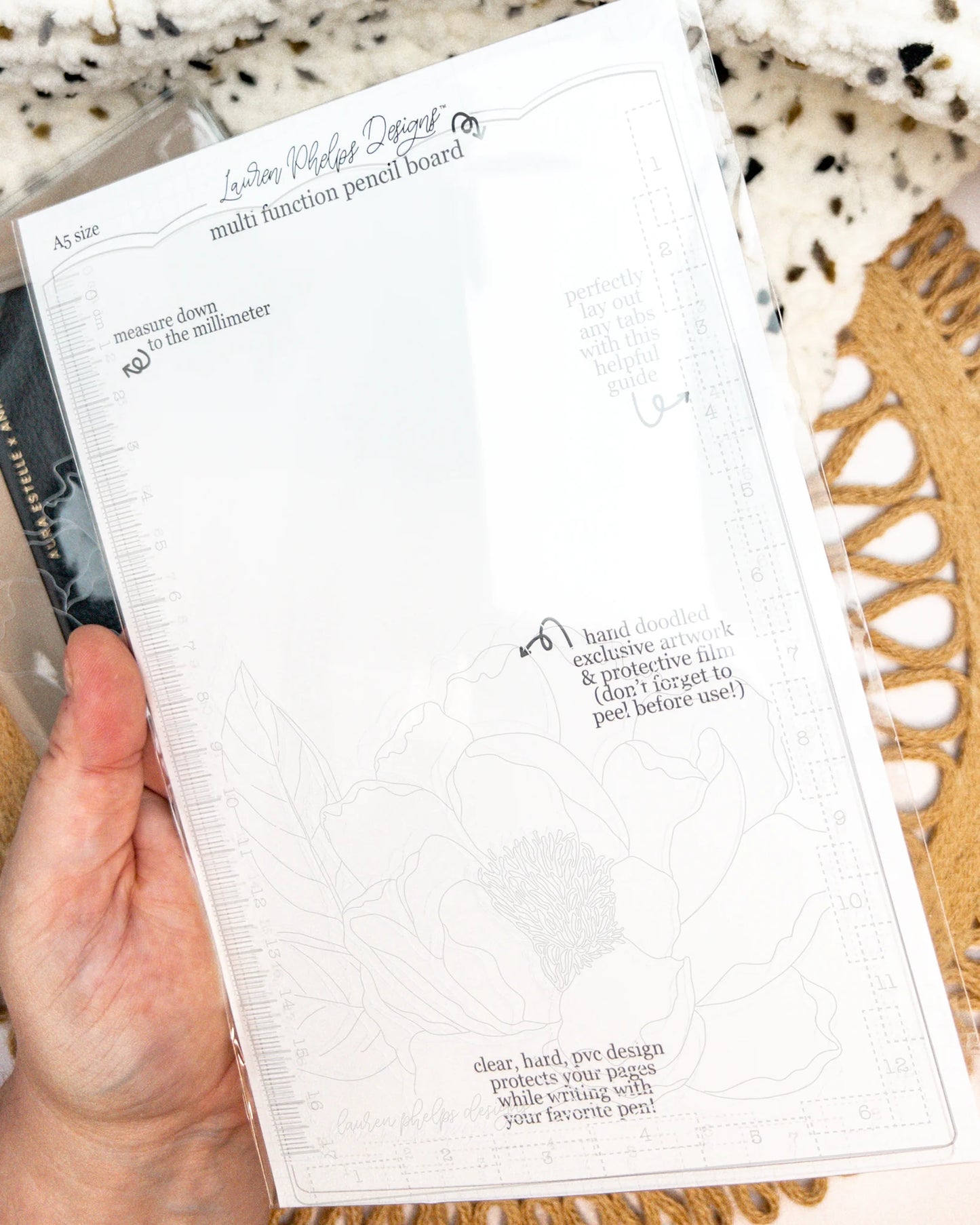 Elegant Peony Transparent Pencil Writing Board
