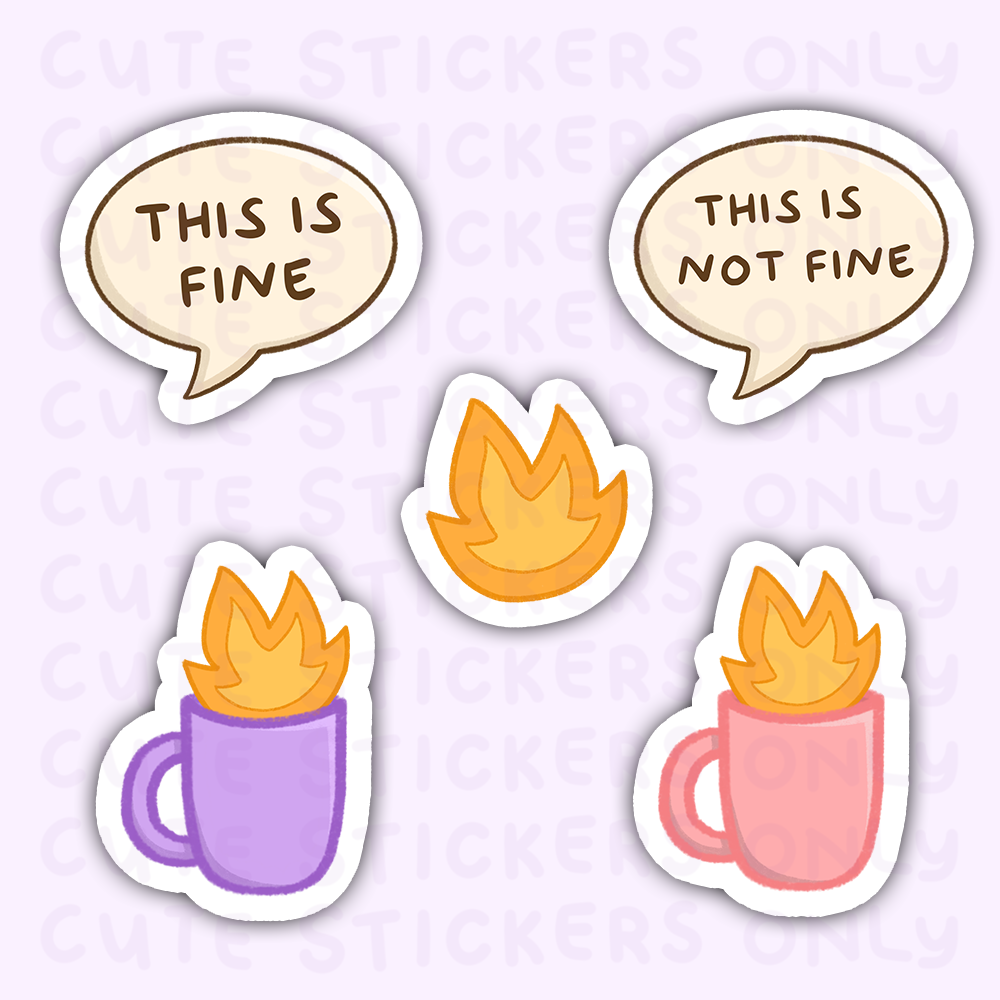 This is Fine - Joey and Cake Die Cut Stickers