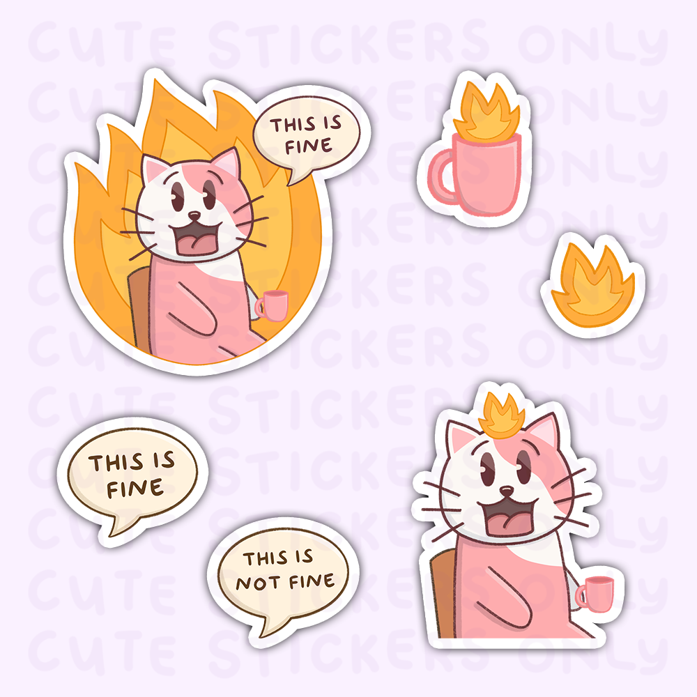 This is Fine - Joey and Cake Die Cut Stickers
