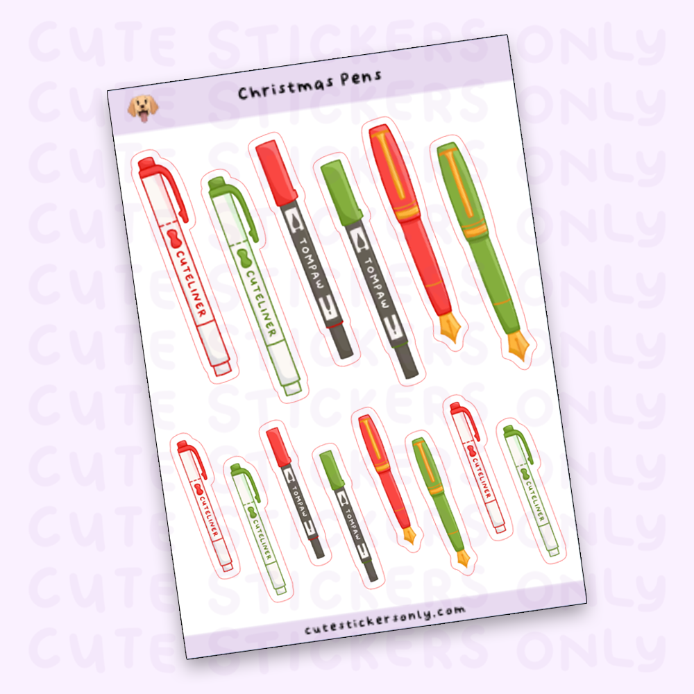 Christmas Pens - Sticker Sheet