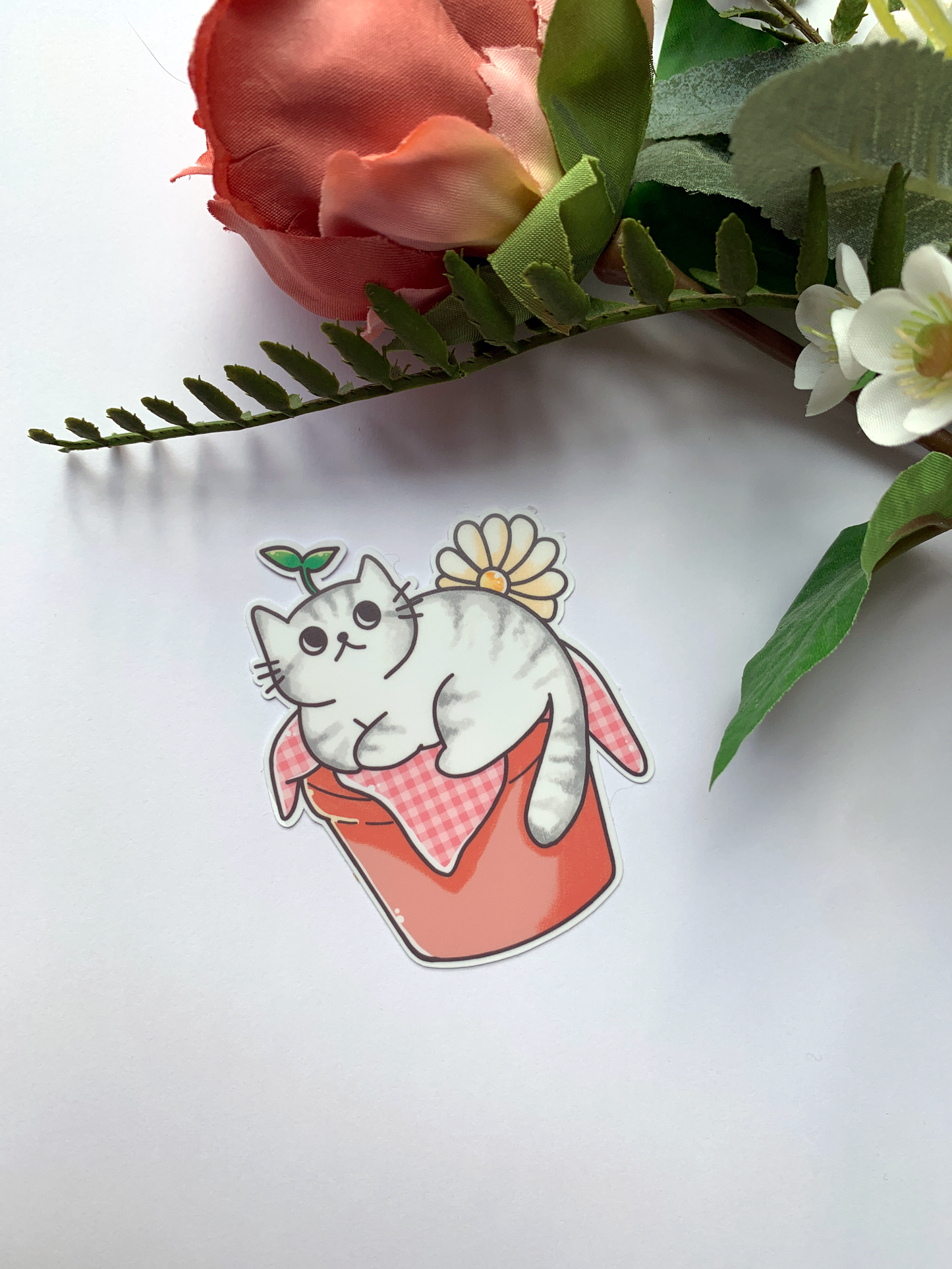 Flower Pot Daisy Die Cut Sticker