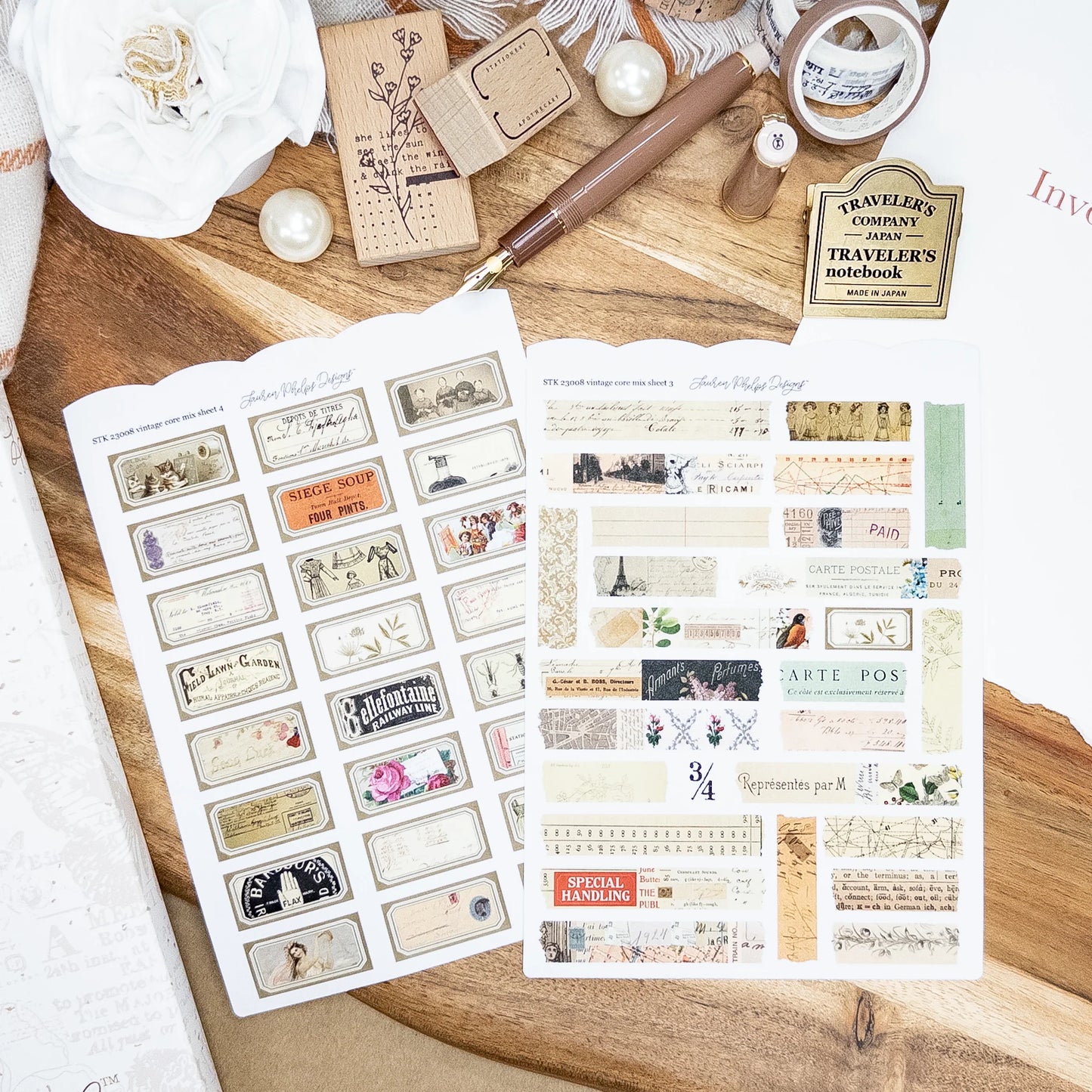Vintage Core Satin Washi Journaling Sticker Sheet Set