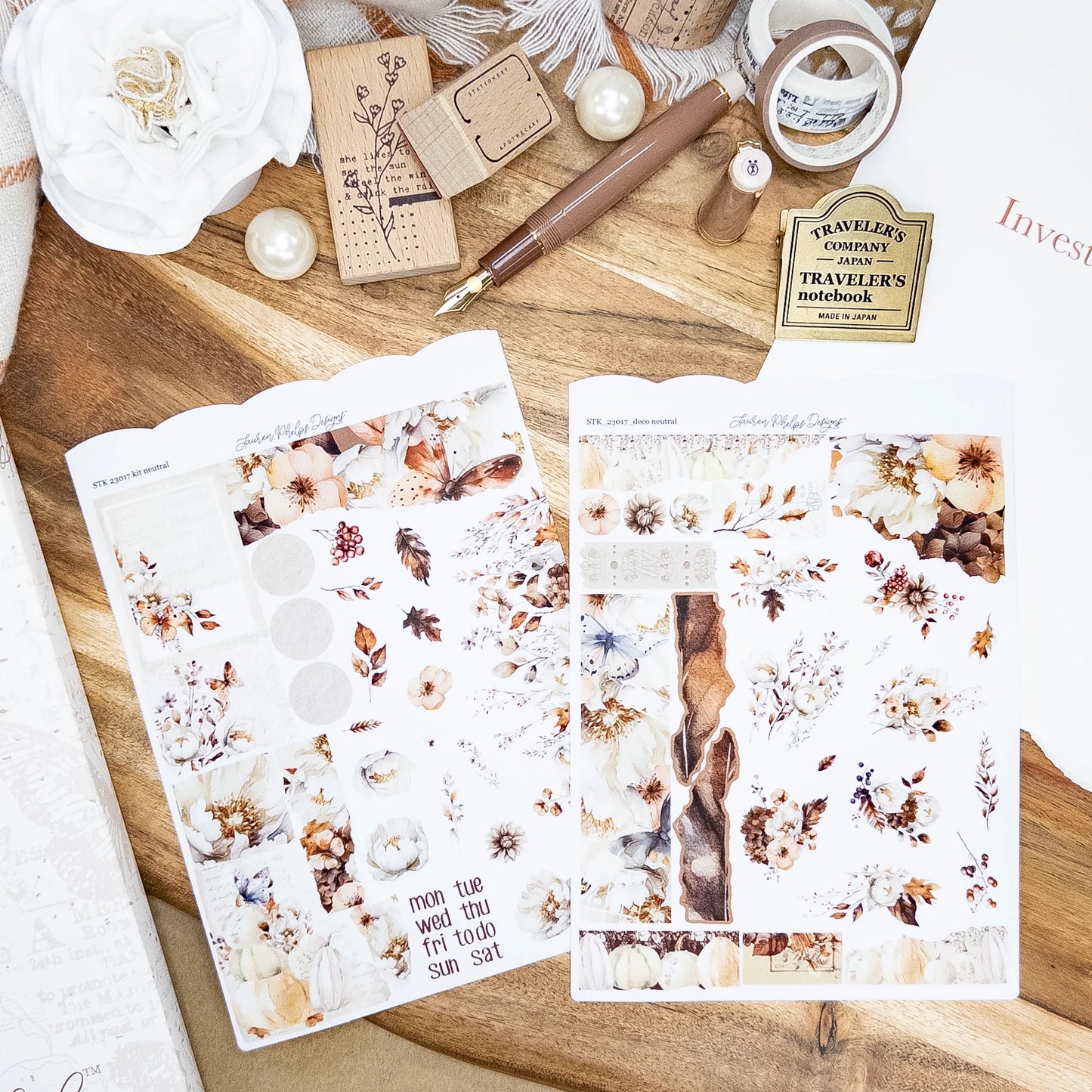 Neutral Mulberry Satin P.E.T. Journaling Sticker Sheet Set