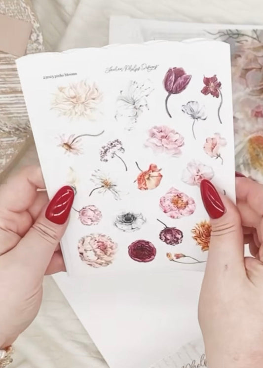Blooms Satin P.E.T. Sticker Sheet - Vintage Charm Advent 2023 Extras