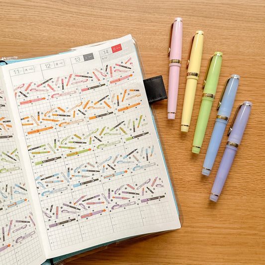 Cute Rainbow Pens Washi Tapes (Set of 15mm + 10mm) with Holographic Foil