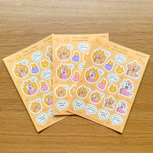 This is Fine - Joey and Cake Premium Sticker Sheet
