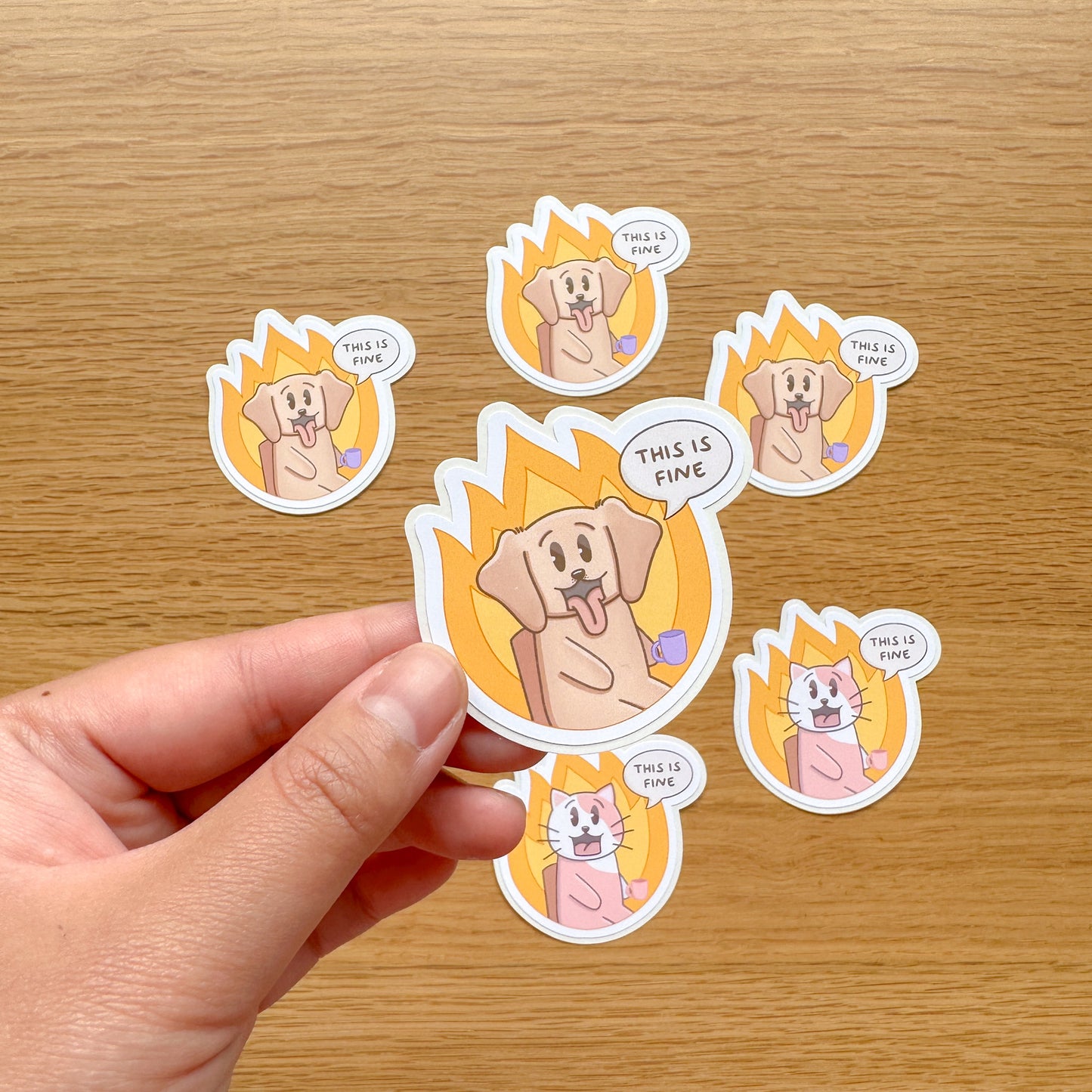 This is Fine - Joey and Cake Die Cut Stickers