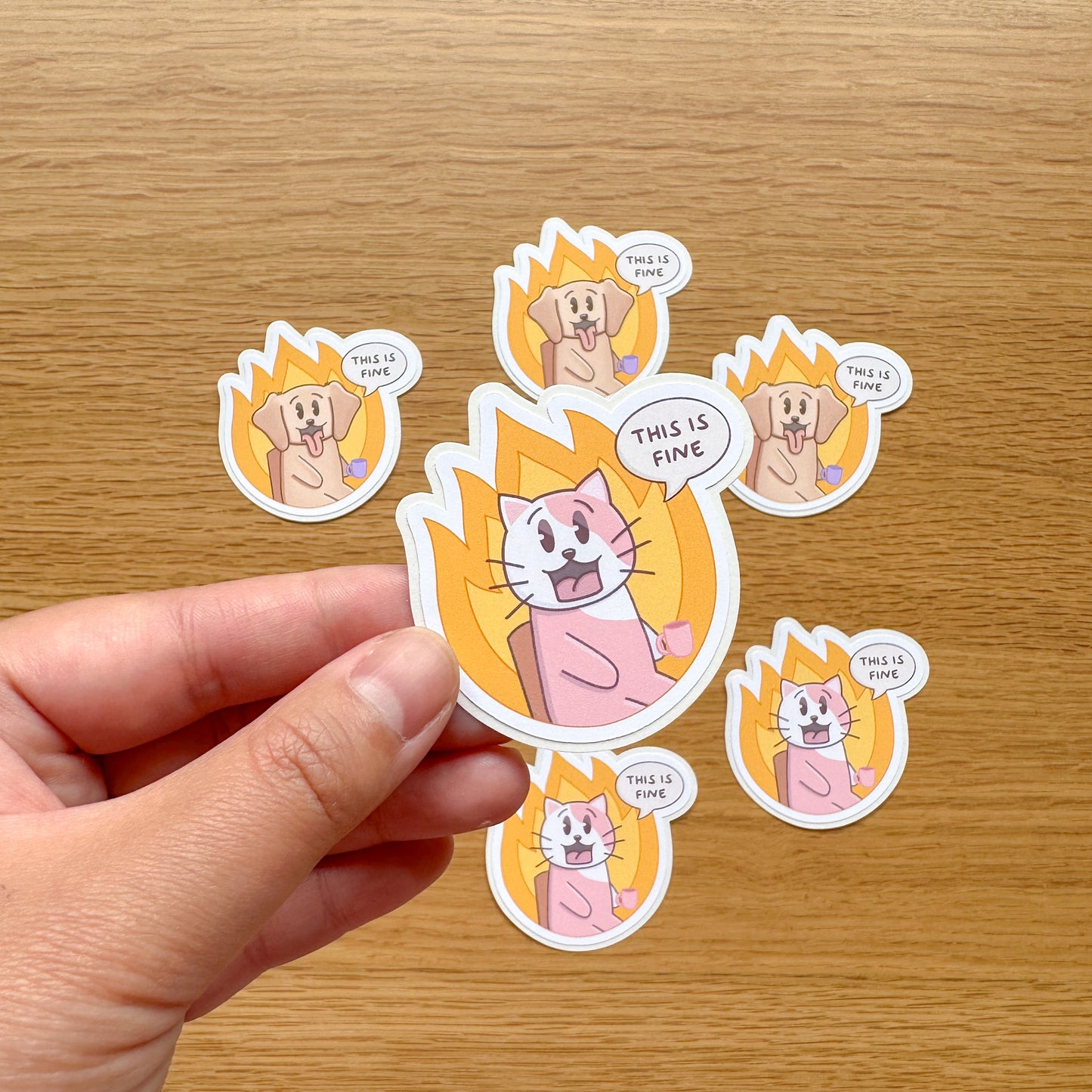 This is Fine - Joey and Cake Die Cut Stickers