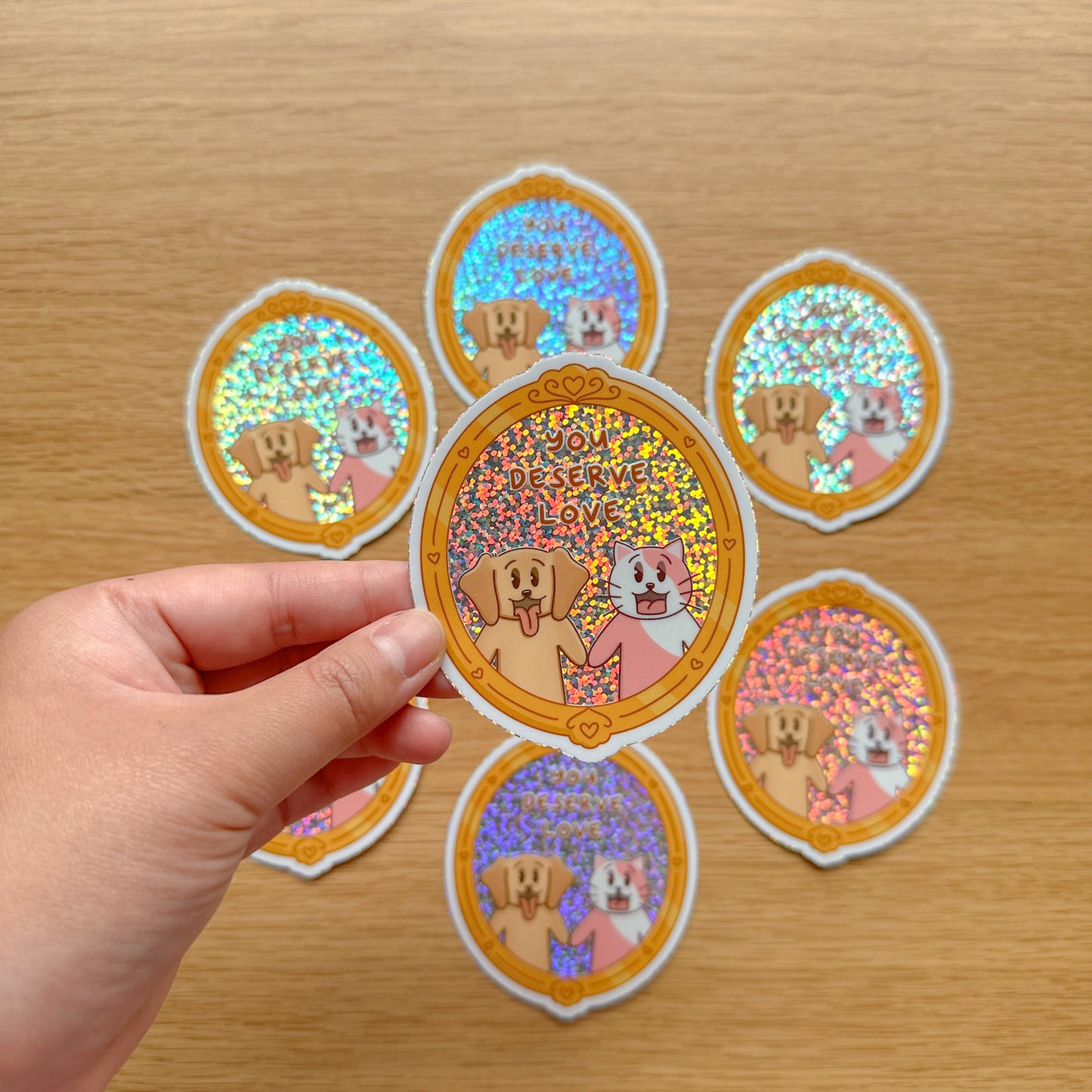 You Deserve Love - Joey and Cake Premium Glitter Die Cut Stickers