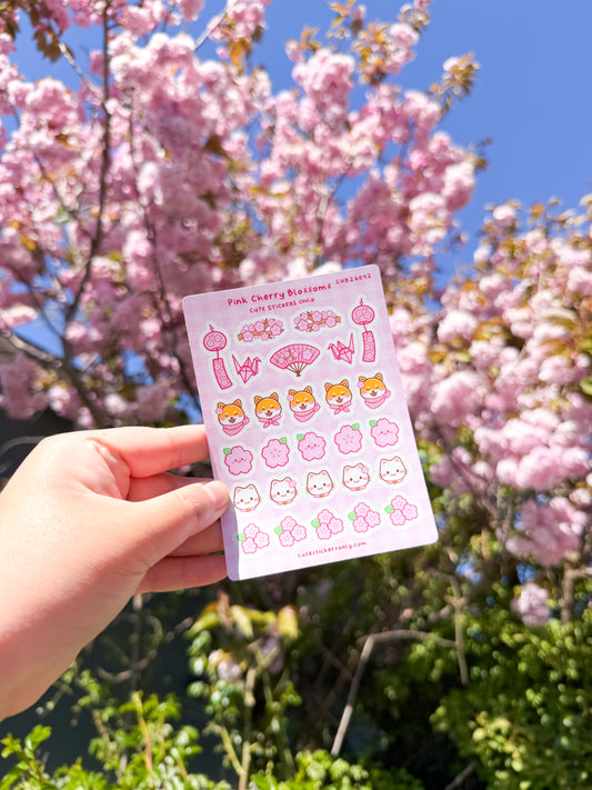 Pink Cherry Blossoms - Sticker Sheet