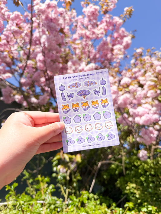 Purple Cherry Blossoms - Sticker Sheet