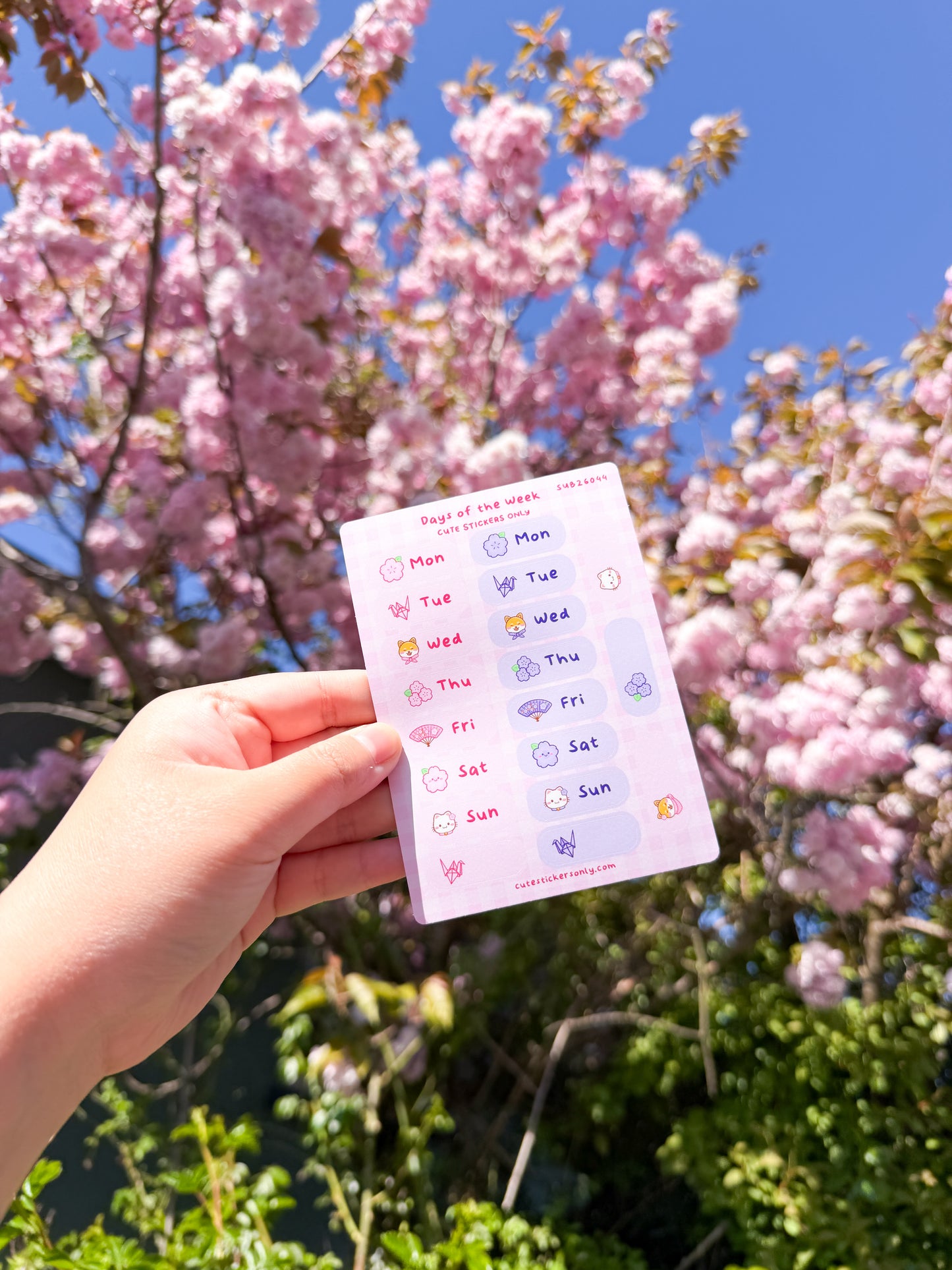 Cherry Blossoms Days of the Week - Sticker Sheet