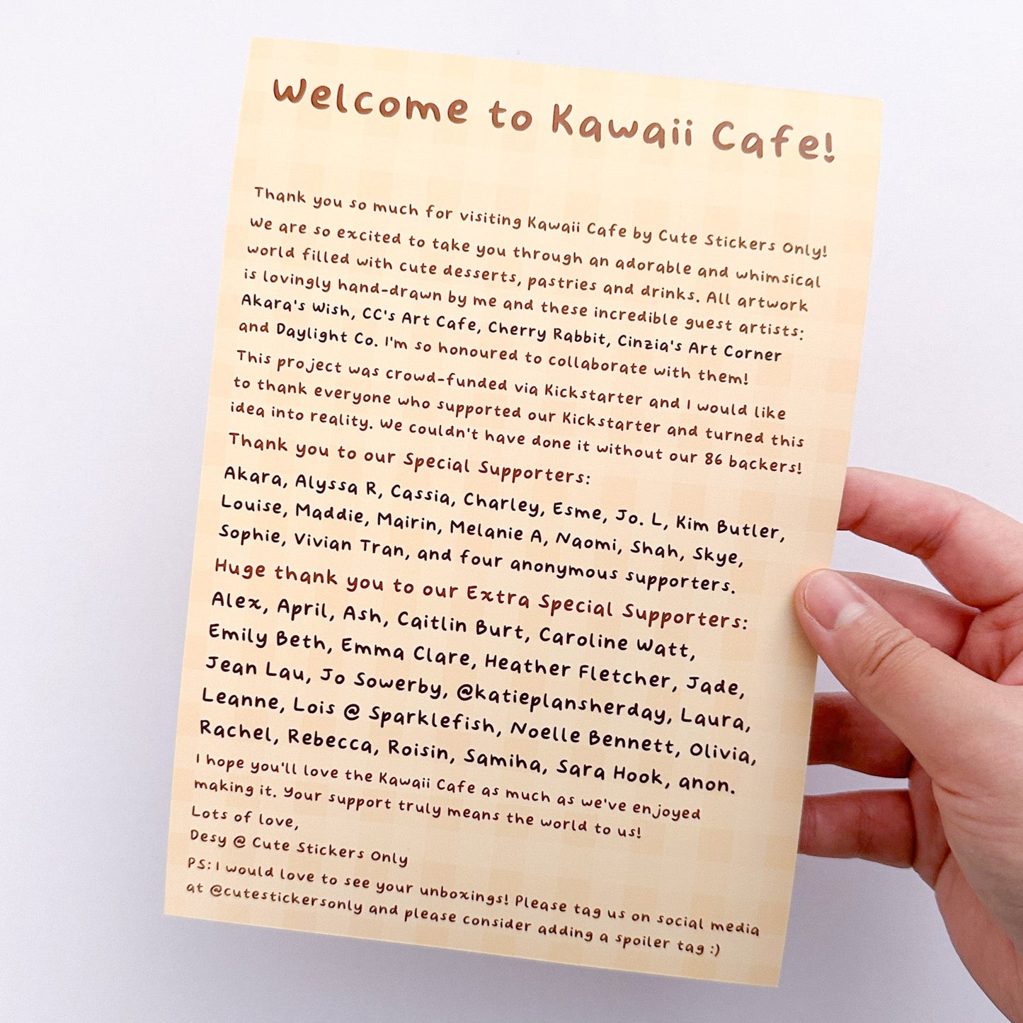 Kawaii Cafe A5 Silk Thank You Card (350gsm)