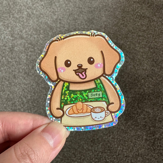 Joey Barista Glitter Die Cut Sticker