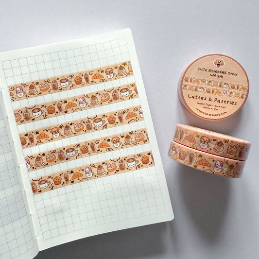 Lattes & Pastries 10mm Washi Tape with Gold Foil